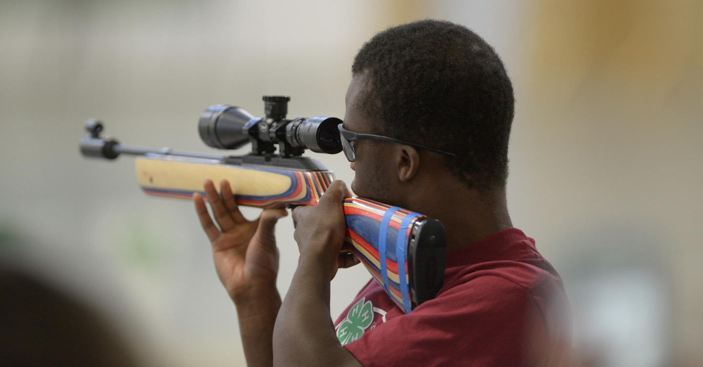 A target shooter at a 4H rifle competition