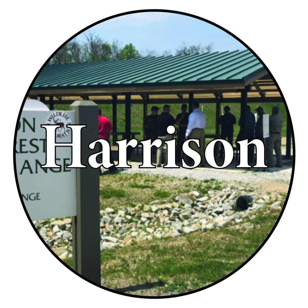 An image of a shooting range with the word Harrison over it.