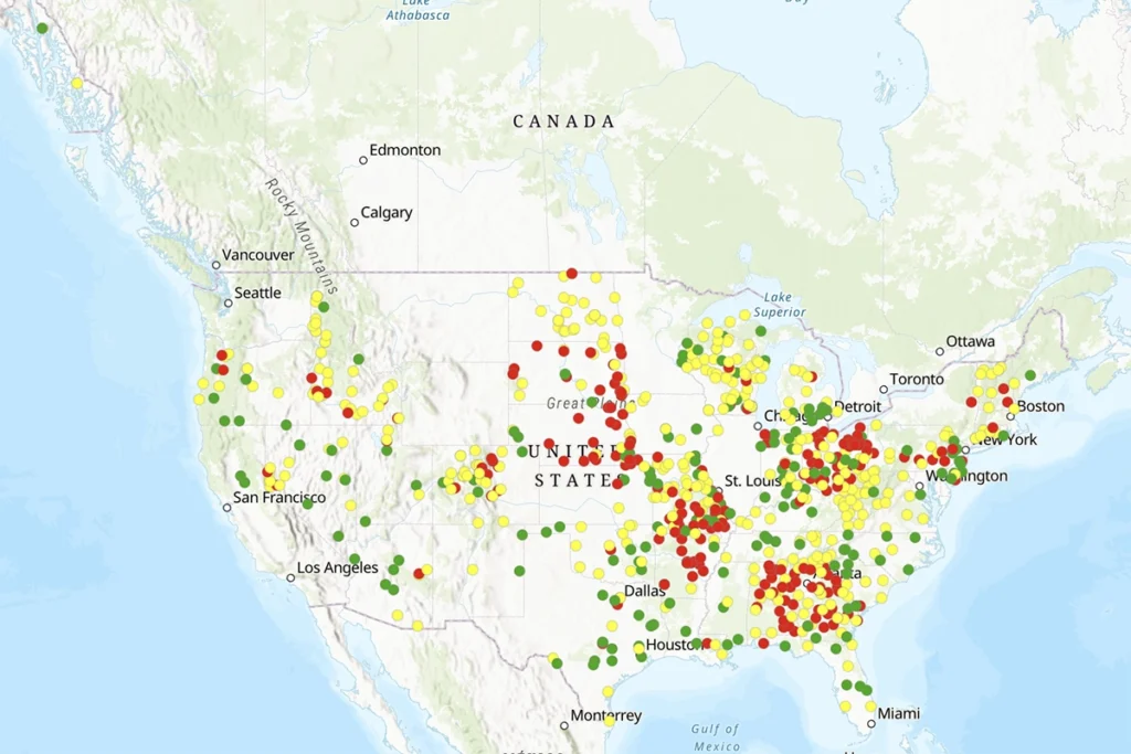 A Map of Funded Target Ranges in the United States