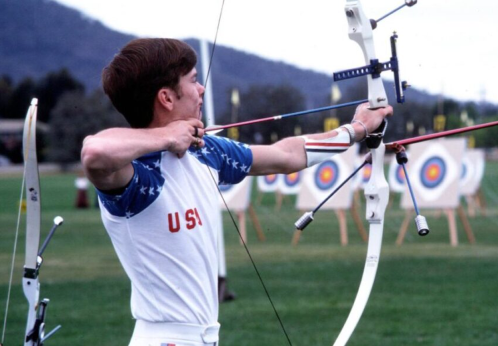 Darrel Pace takes aim with his bow