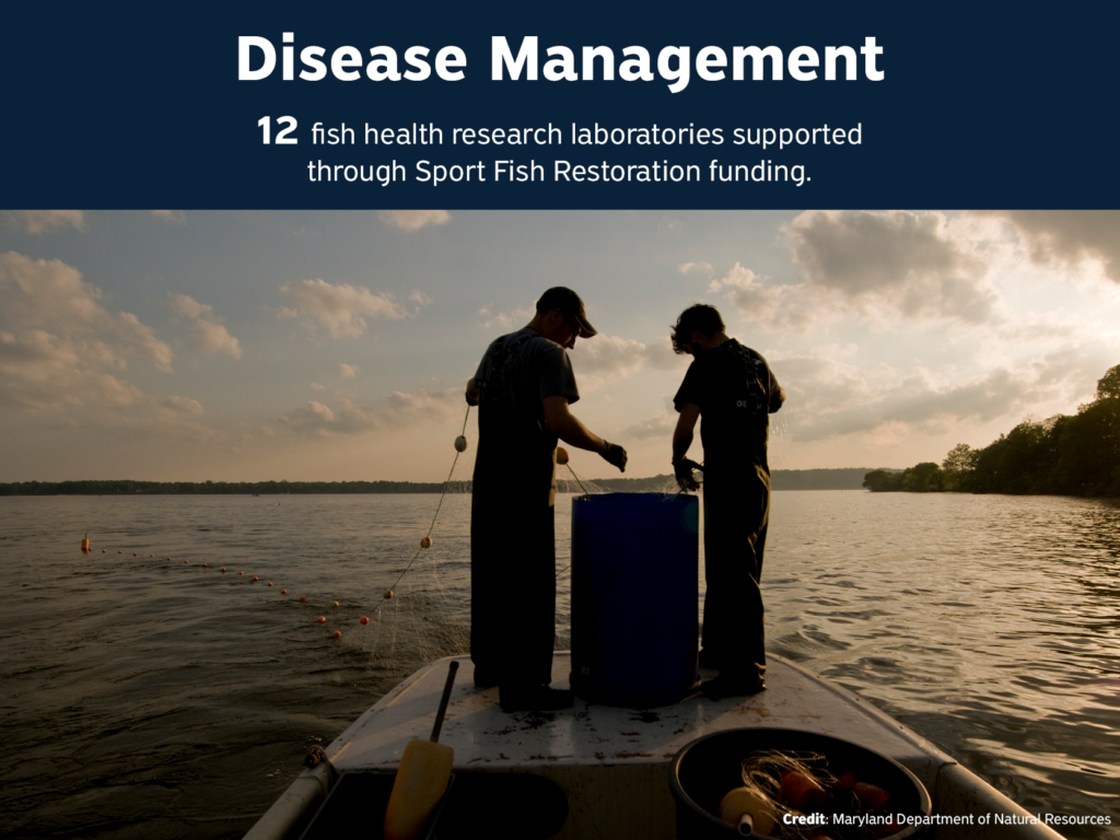 Disease Management: 12 fish health research laboratories supported through Sport Fish Restoration funding.