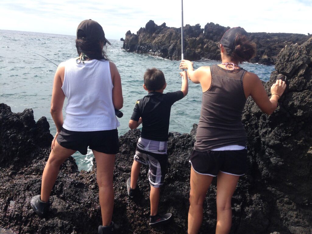 Pono fishing with child