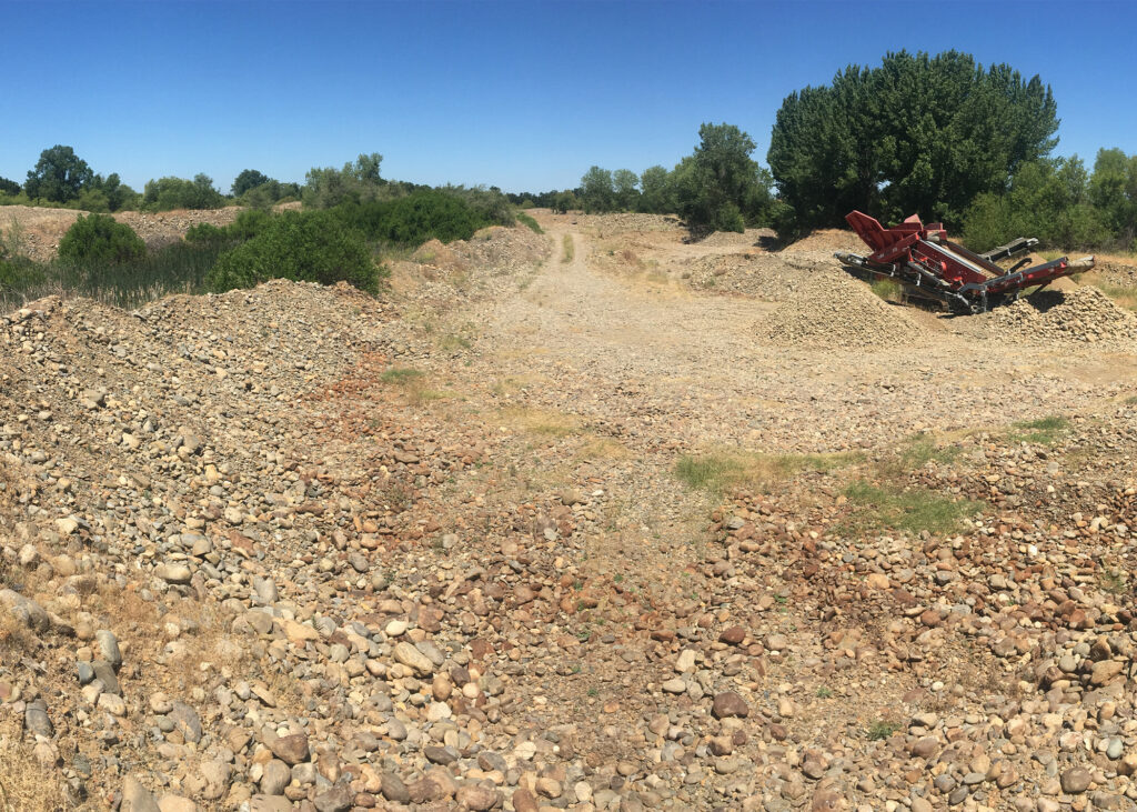 Merced ranch dredger tailing mounds